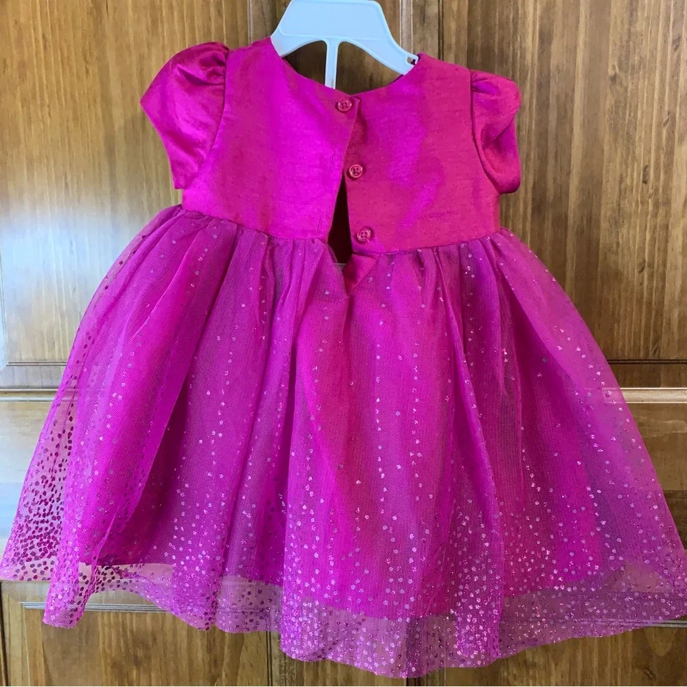 Baby girl 6-9 months Holiday Editions Pink flower tulle dress with diaper cover